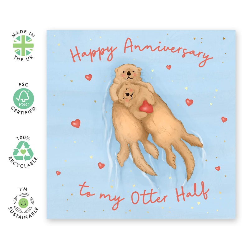 CENTRAL 23 - Cute Anniversary Cards for Women - 'Happy Anniversary To My Otter Half' - Fun Anniversary Card for Him - Greeting Cards for Wife - Gift for Husband - Image 2